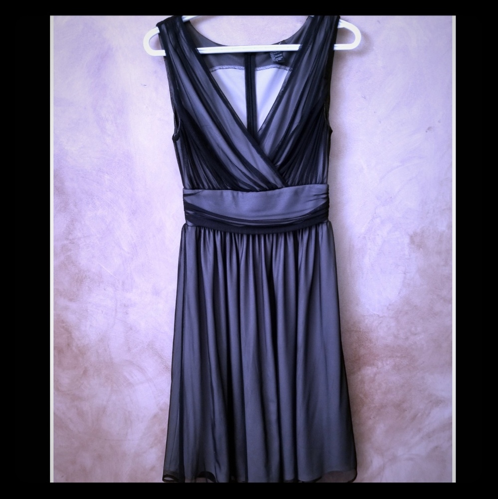 Retro style nude black overlay dress